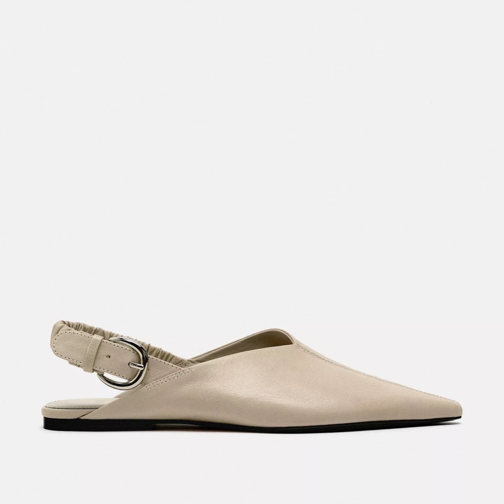 Zara soft leather slingback flats